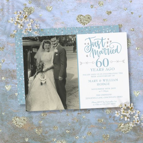 Just Married 60th Anniversary Wedding Photo Invitation