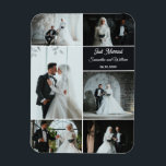 Just Married 6 Photo Wedding Collage Magnet<br><div class="desc">Celebrate your wedding memories with this personalized photo collage magnet. Featuring six photo placeholders and editable text for names, date, and the phrase Just Married, this elegant design makes a meaningful keepsake or wedding favor. Customize in minutes: - Replace with 6 of your favorite photos - Add bride and groom...</div>