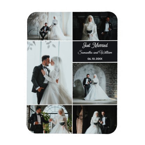 Just Married 6 Photo Wedding Collage