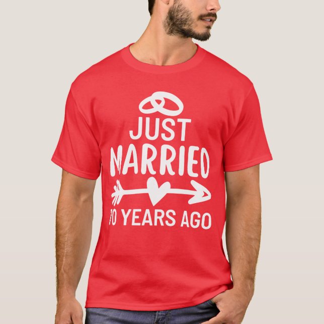 Just Married 70 Years Ago Wedding Anniversary fami T-Shirt (Front)