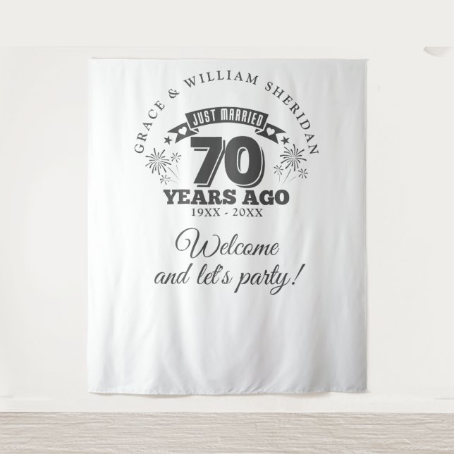 Just Married 70th Anniversary Photo Backdrop (Front)