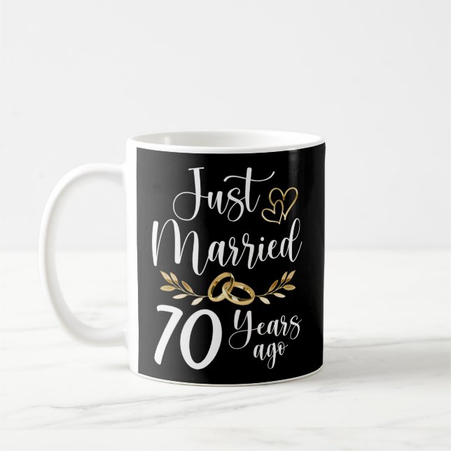 Just Married 70Th Married 70 Years Ago Wedding Ann Coffee Mug (Left)