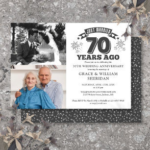 Just Married 70th Wedding Anniversary 2 Photo Invitation
