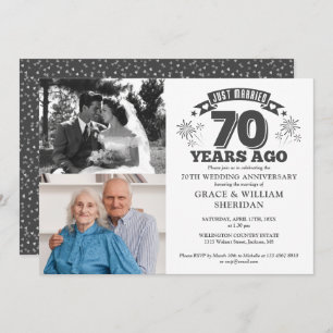 Just Married 70th Wedding Anniversary 2 Photo Invitation