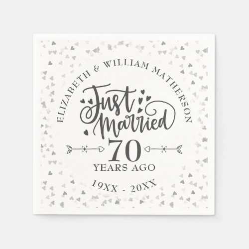 Just Married 70th Wedding Anniversary Napkins