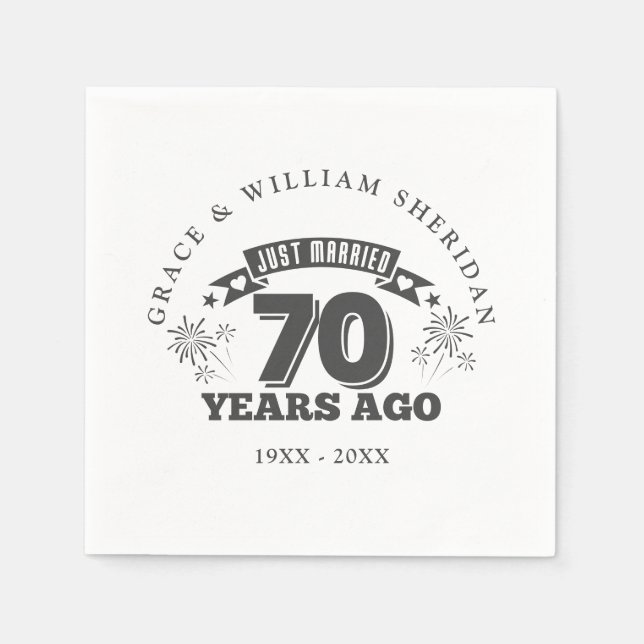 Just Married 70th Wedding Anniversary Napkins (Front)