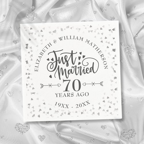 Just Married 70th Wedding Anniversary Napkins