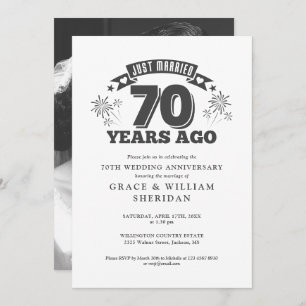 Just Married 70th Wedding Anniversary Photo Invitation