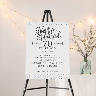 Just Married 70th Wedding Anniversary Welcome Sign