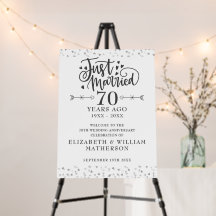Just Married 70th Wedding Anniversary Welcome Sign