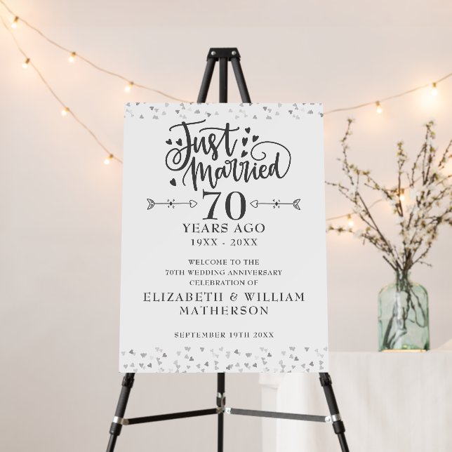 Just Married 70th Wedding Anniversary Welcome Sign (In Situ (Stand))
