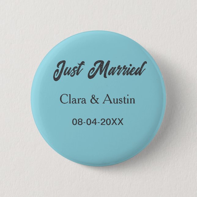 Just Married add couple name date year wedding sim Button (Front)
