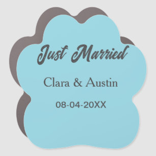 Just Married add couple name date year wedding sim Car Magnet