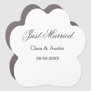 Just Married add couple name date year wedding sim Car Magnet