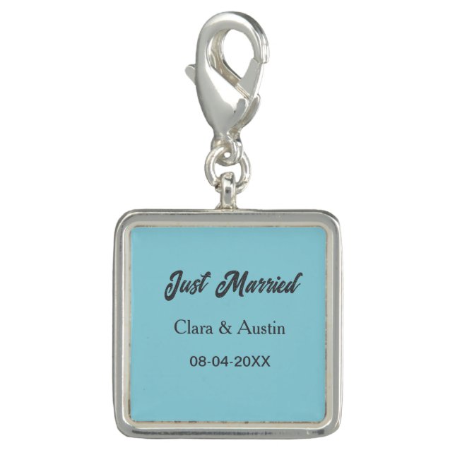 Just Married add couple name date year wedding sim Charm (Front)