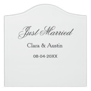 Just Married add couple name date year wedding sim Door Sign