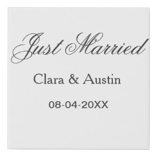Just Married add couple name date year wedding sim Faux Canvas Print
