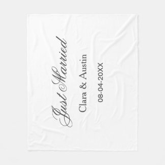 Just Married add couple name date year wedding sim Fleece Blanket