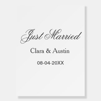 Just Married add couple name date year wedding sim Foam Board