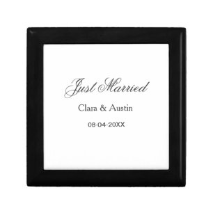 Just Married add couple name date year wedding sim Gift Box