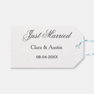 Just Married add couple name date year wedding sim Gift Tags