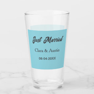 Just Married add couple name date year wedding sim Glass