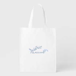 Just Married add couple name date year wedding sim Grocery Bag