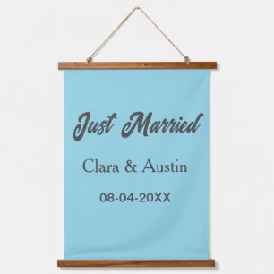 Just Married add couple name date year wedding sim Hanging Tapestry