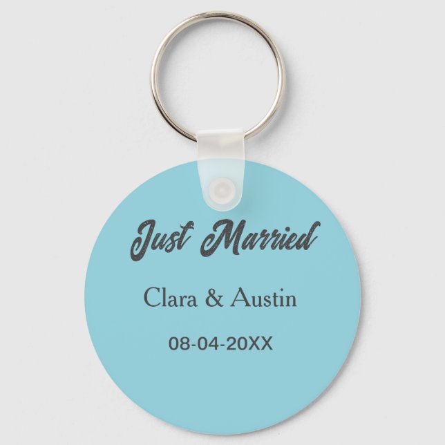 Just Married add couple name date year wedding sim Keychain (Front)