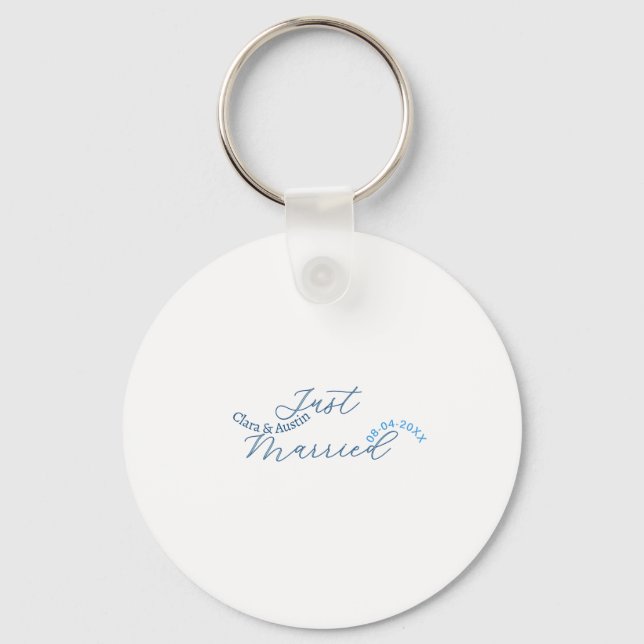 Just Married add couple name date year wedding sim Keychain (Front)