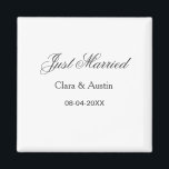 Just Married add couple name date year wedding sim Magnet<br><div class="desc">design</div>