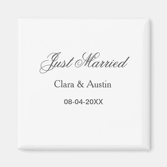 Just Married add couple name date year wedding sim Magnet (Front)