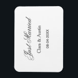 Just Married add couple name date year wedding sim Magnet<br><div class="desc">design</div>