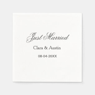 Just Married add couple name date year wedding sim Napkins