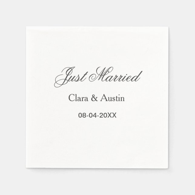 Just Married add couple name date year wedding sim Napkins (Front)