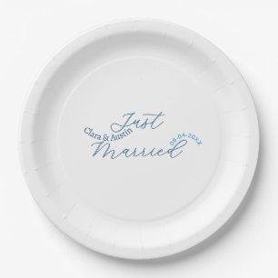 Just Married add couple name date year wedding sim Paper Plates
