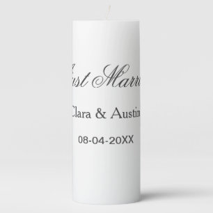 Just Married add couple name date year wedding sim Pillar Candle
