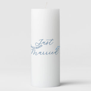 Just Married add couple name date year wedding sim Pillar Candle