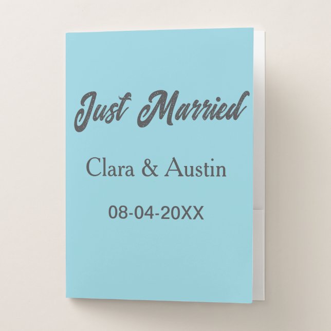 Just Married add couple name date year wedding sim Pocket Folder (Front)