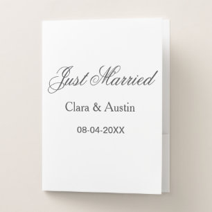 Just Married add couple name date year wedding sim Pocket Folder