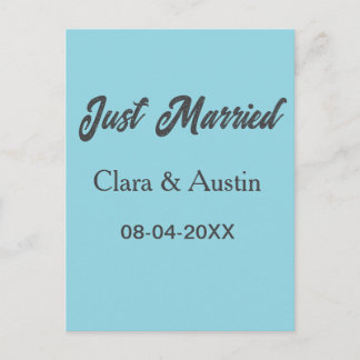 Just Married add couple name date year wedding sim Postcard