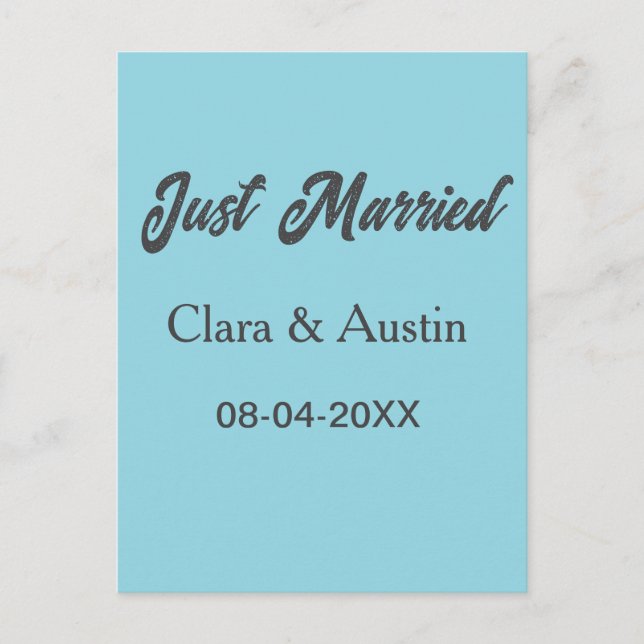 Just Married add couple name date year wedding sim Postcard (Front)