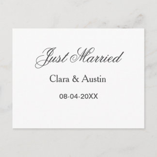 Just Married add couple name date year wedding sim Postcard