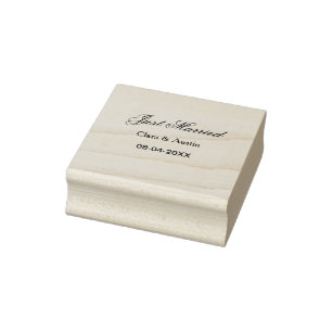 Just Married add couple name date year wedding sim Rubber Stamp