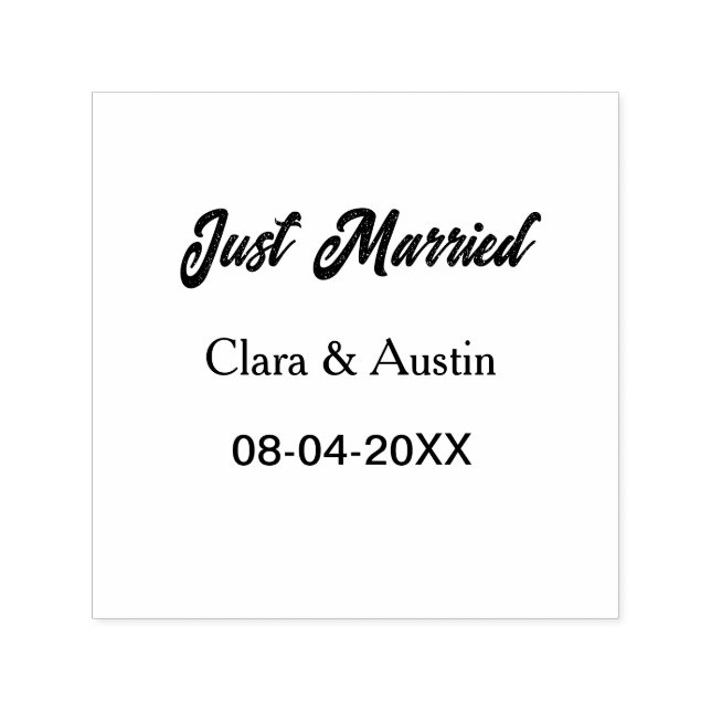 Just Married add couple name date year wedding sim Self-inking Stamp (Design)