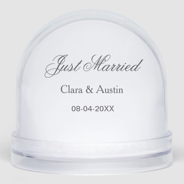 Just Married add couple name date year wedding sim Snow Globe (Front)