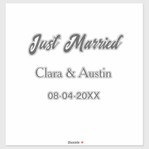 Just Married add couple name date year wedding sim Sticker