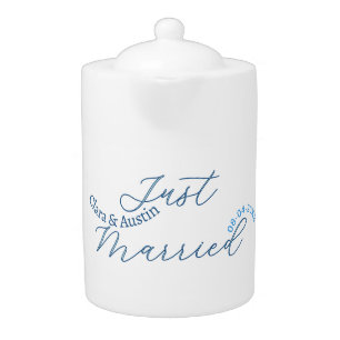 Just Married add couple name date year wedding sim Teapot