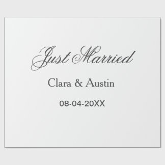 Just Married add couple name date year wedding sim Wrapping Paper