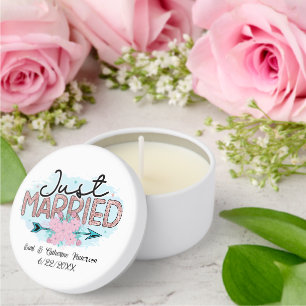 Just married add names date Wedding Mini Candle Favors